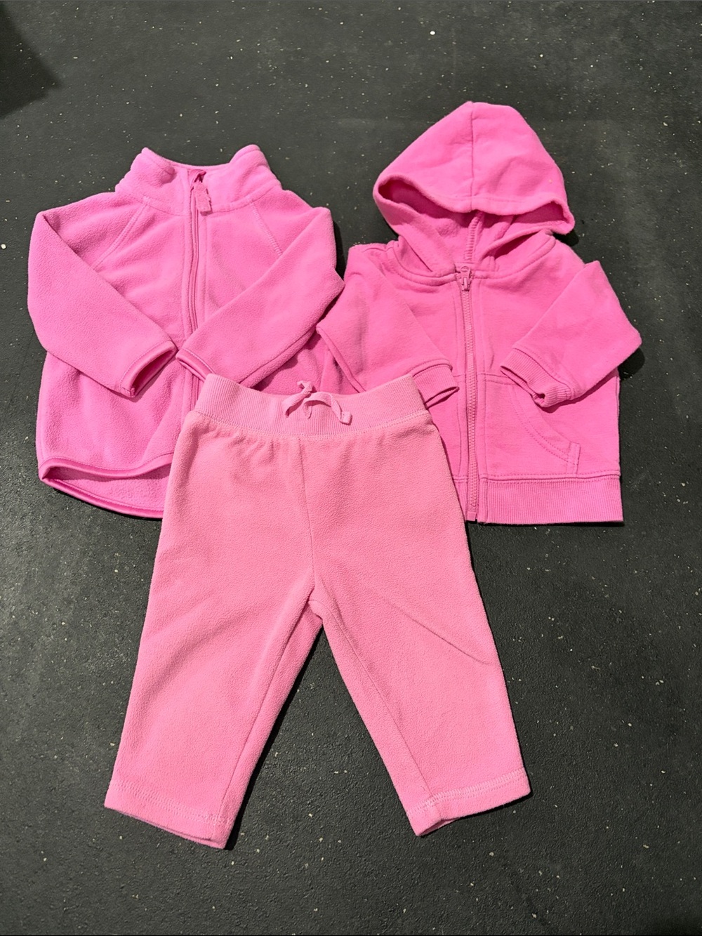 Lot of baby girls Pink Fleece, hooded sweatshirt, & fleece sweatpants